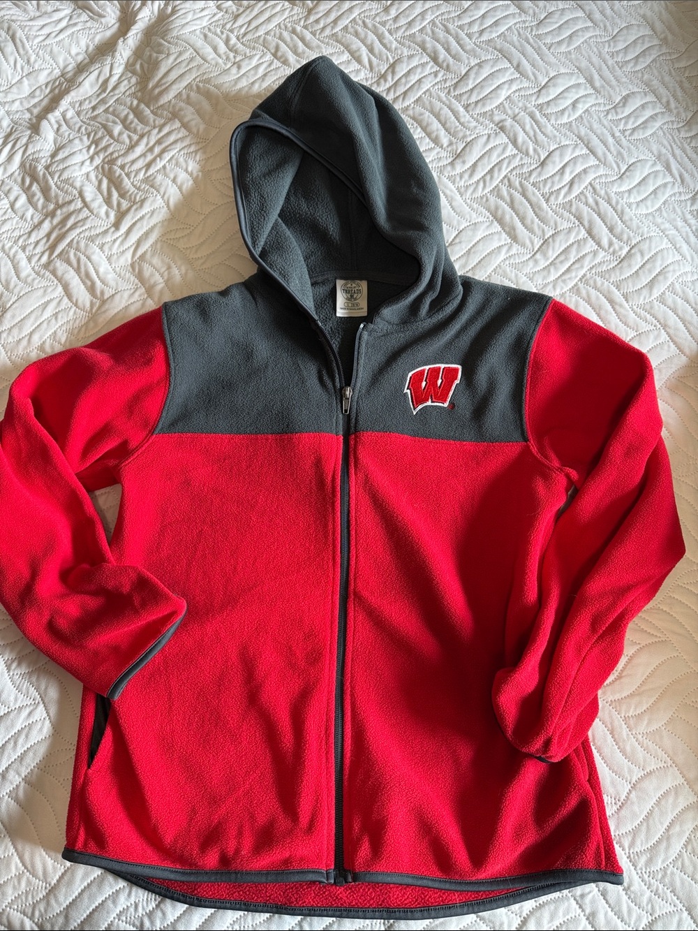 Rivalry Threads Red and Gray Hooded Fleece Jacket - Kids